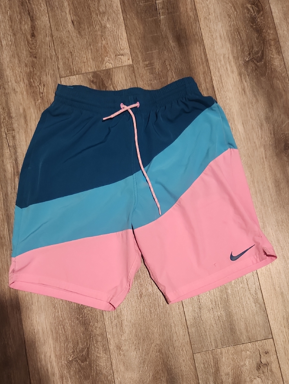 Nike Colorblock Shorts - Dark Teal, Light Blue, Pink